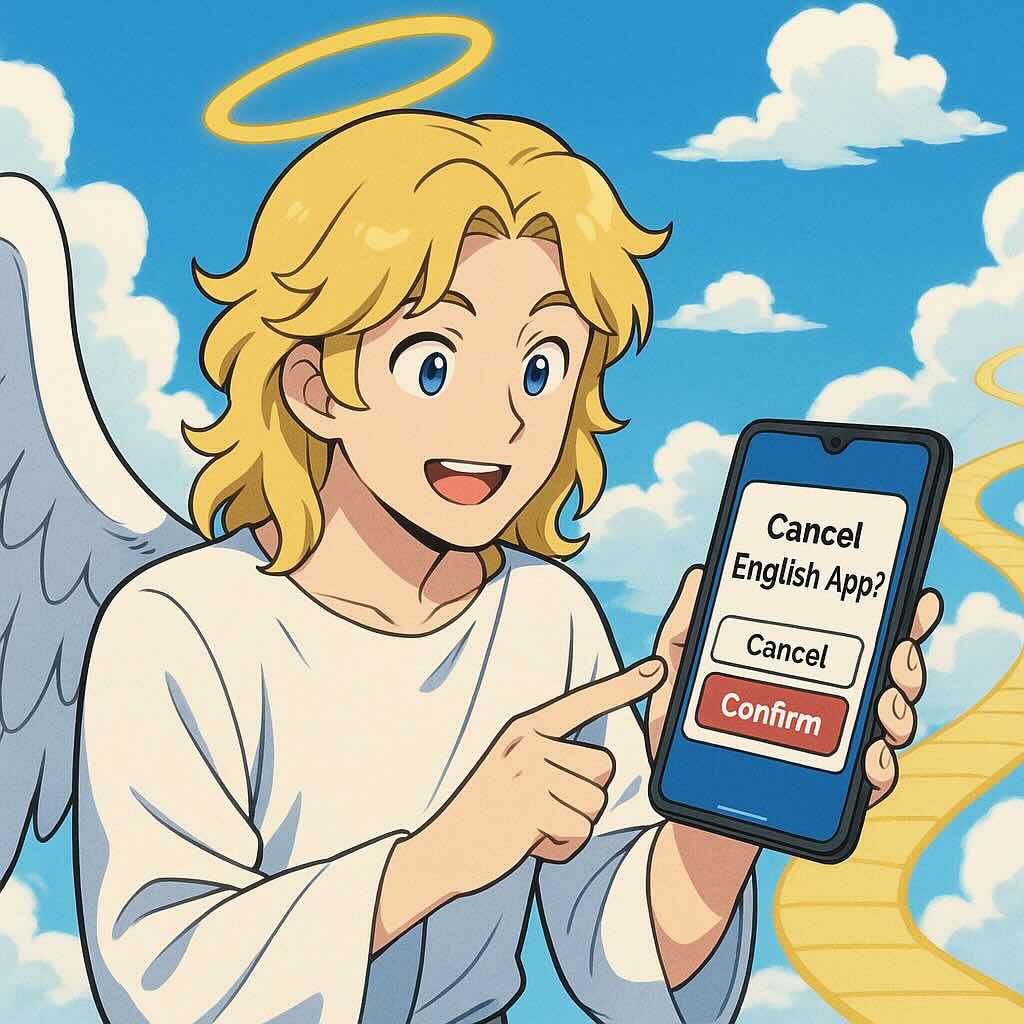 スピークの無料体験の解約方法を調べる天使の使い