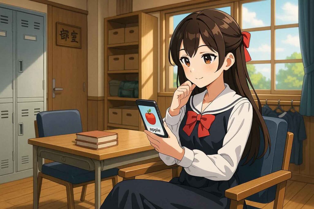 スピークで勉強している女子マネージャー