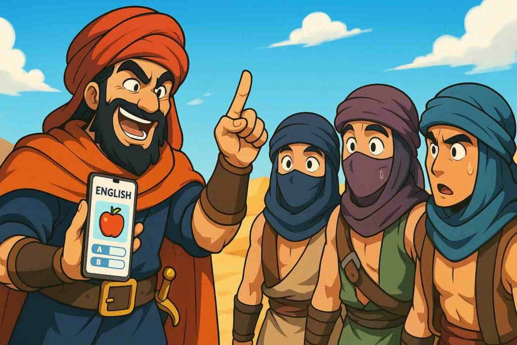 トーキングマラソンの効果的な学習方法を教える男性