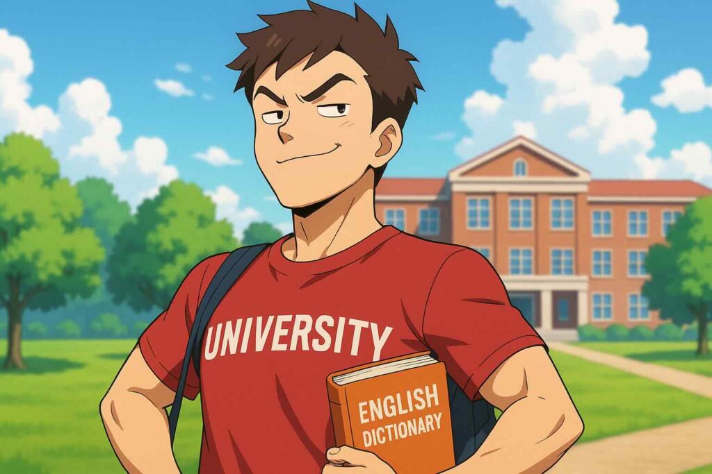 単語学習における私の成功談を語る男子大学生