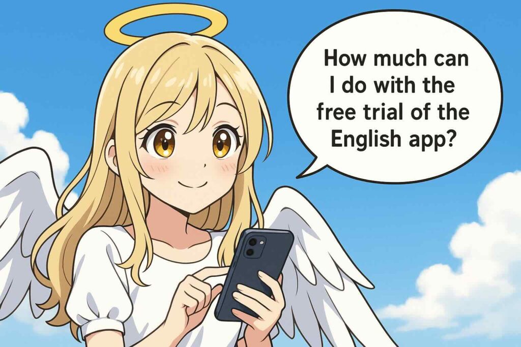 スピークは無料でどこまでできるのか調べている女性