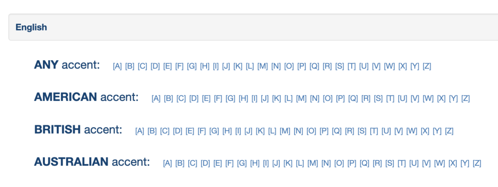 YouGlishのBROWSEの使い方2
