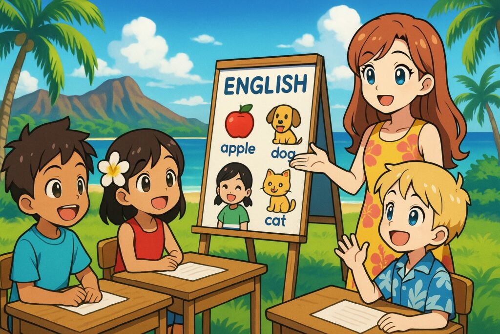 英会話の勉強をする子供たち