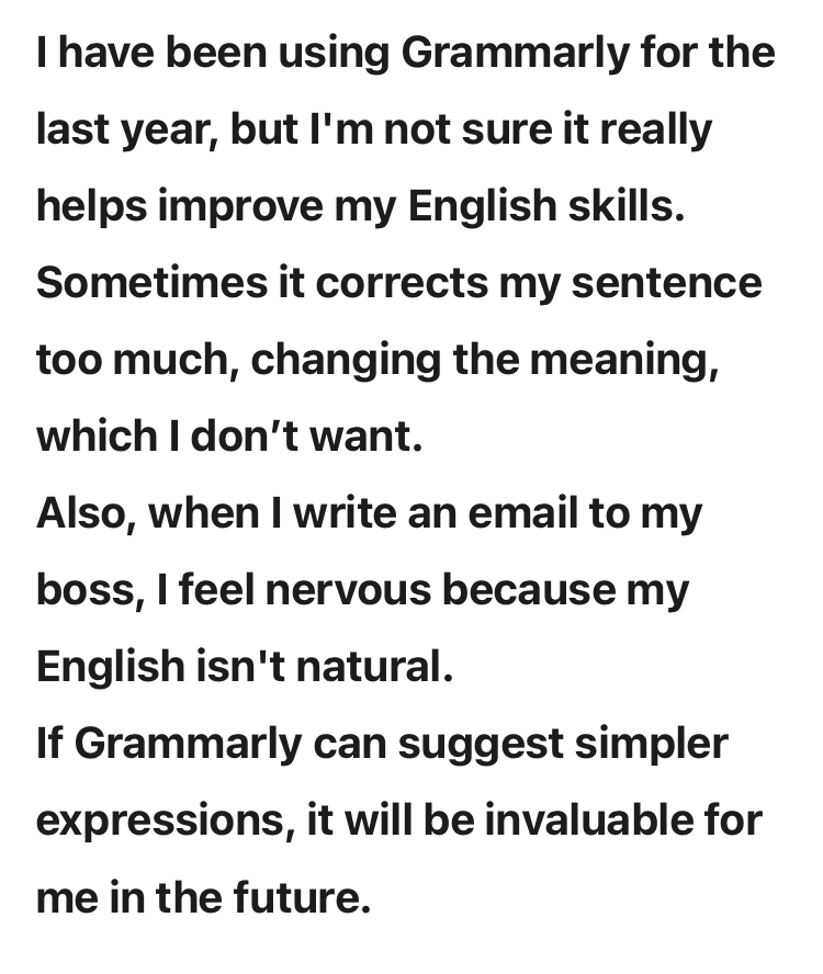 grammarlyによる添削結果