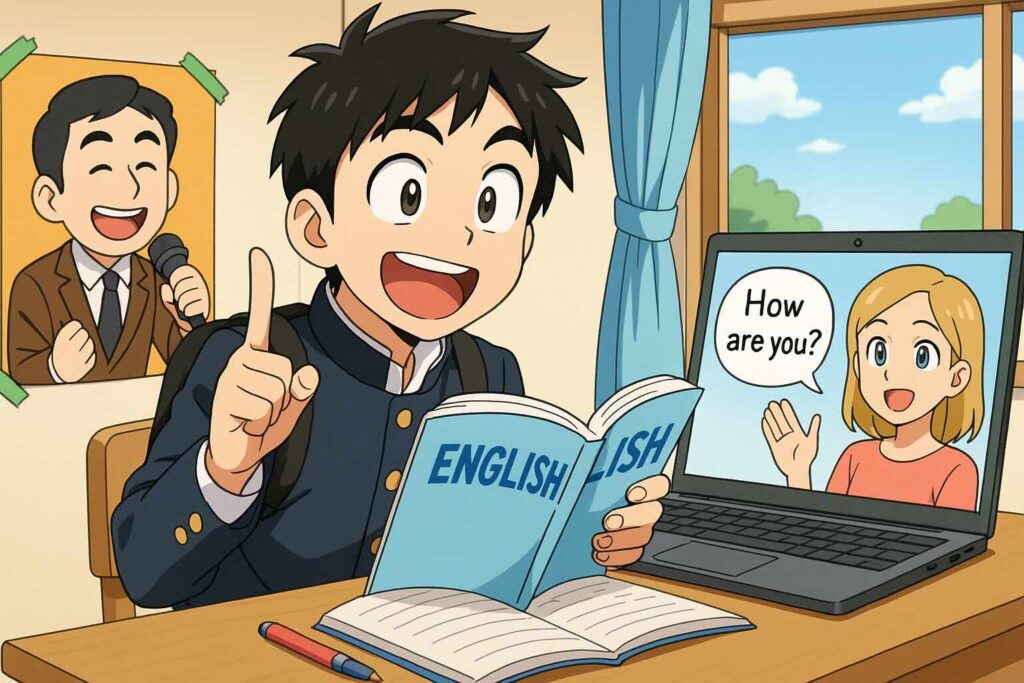 出川イングリッシュから学ぶ英語を話せない人の原因と対策を実践する中学生