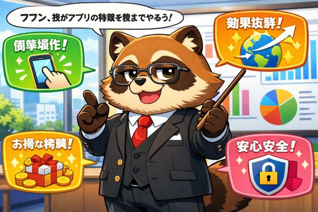 boldvoiceの特徴を語るタヌキ