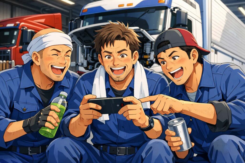 LingQの無料でできることを共有する整備士たち