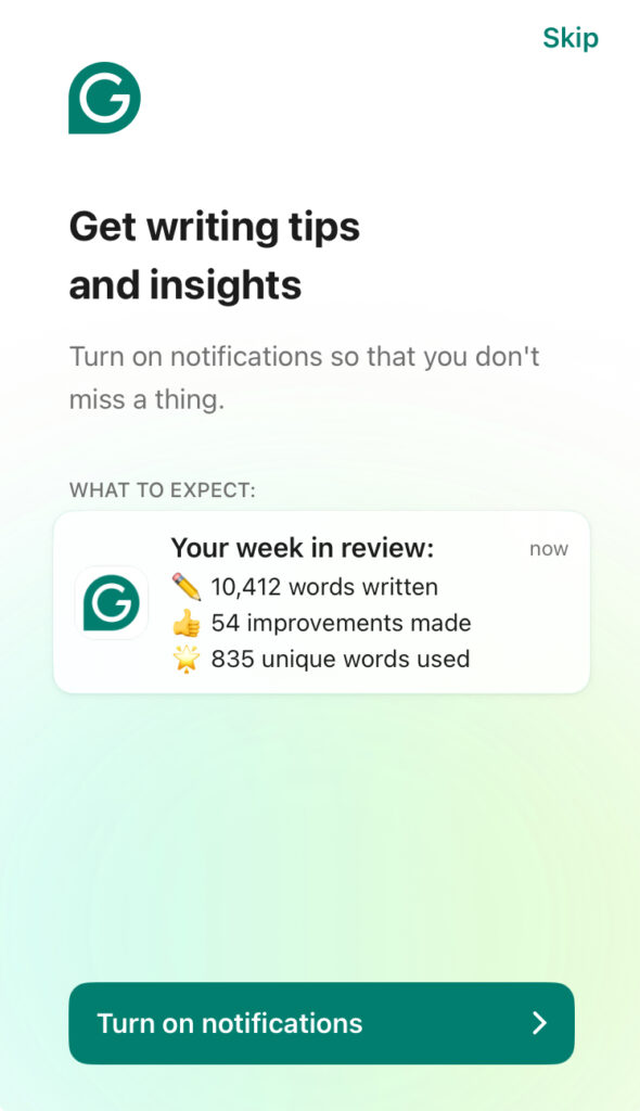 スマホにおけるgrammarlyの始め方2