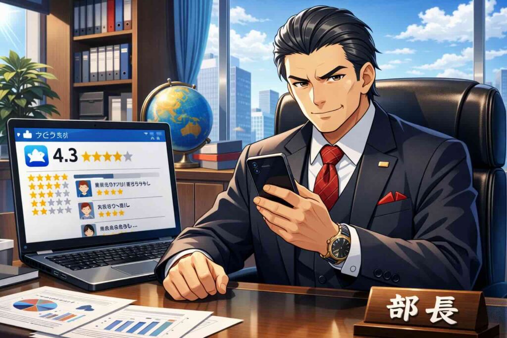 音読メーターの評判や口コミを調べている部長