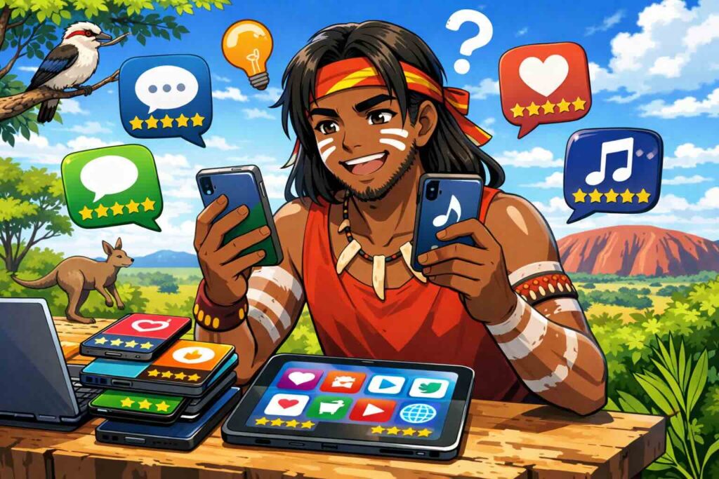 パタプライングリッシュと他の英語アプリを比較している男性