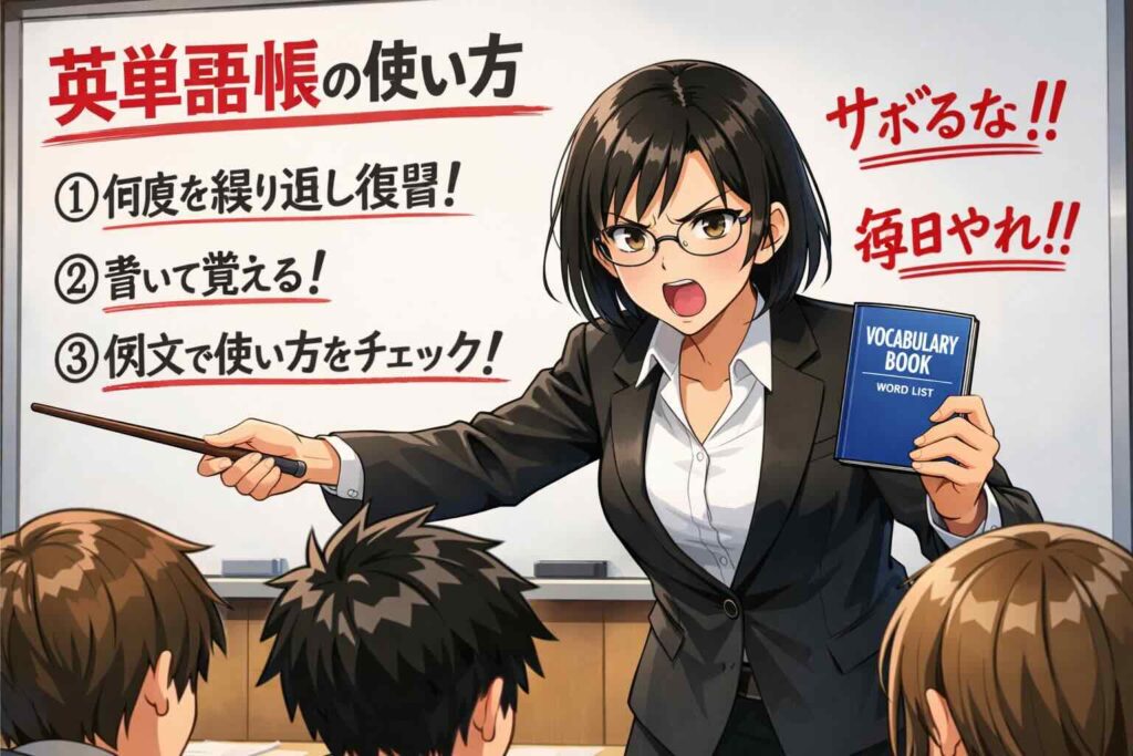 効果的な英単語帳の使い方を解説する女性講師