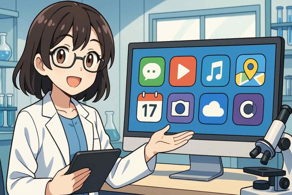 対象者別おすすめTOEFLリスニング対策アプリを紹介する女性