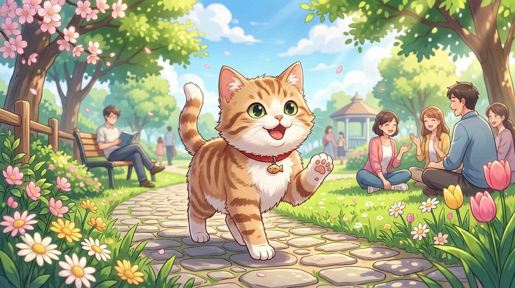 ハロートークで会話する手順を実践する猫
