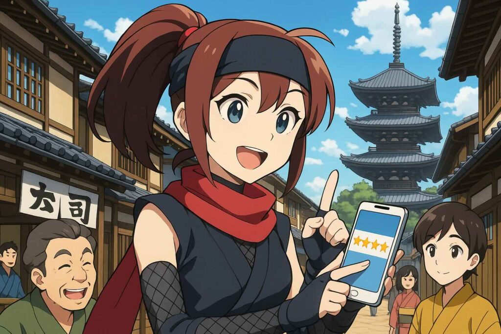 plangの口コミや評判を調べる女忍者