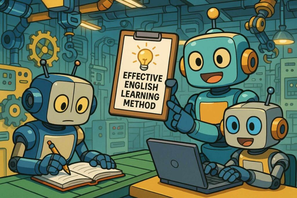 トド英語の効果的な学習方法を研究するロボット