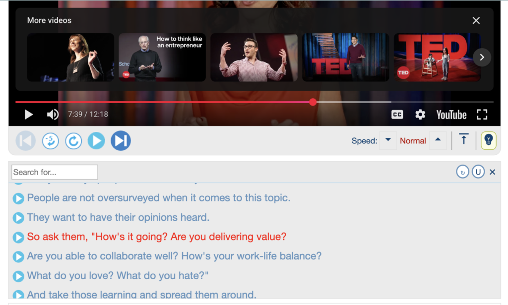 YouGlishによる動画の英文確認