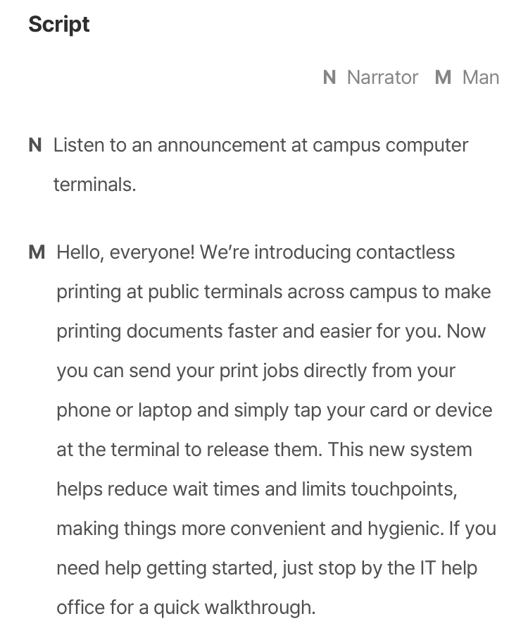 Santa TOEFLのAnnouncementのスクリプト