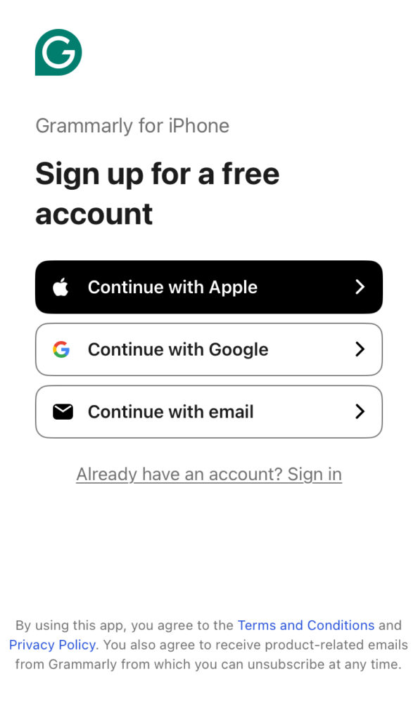 スマホにおけるgrammarlyの始め方3