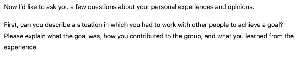 Santa TOEFLのスピーキングのinterveiwの問題例