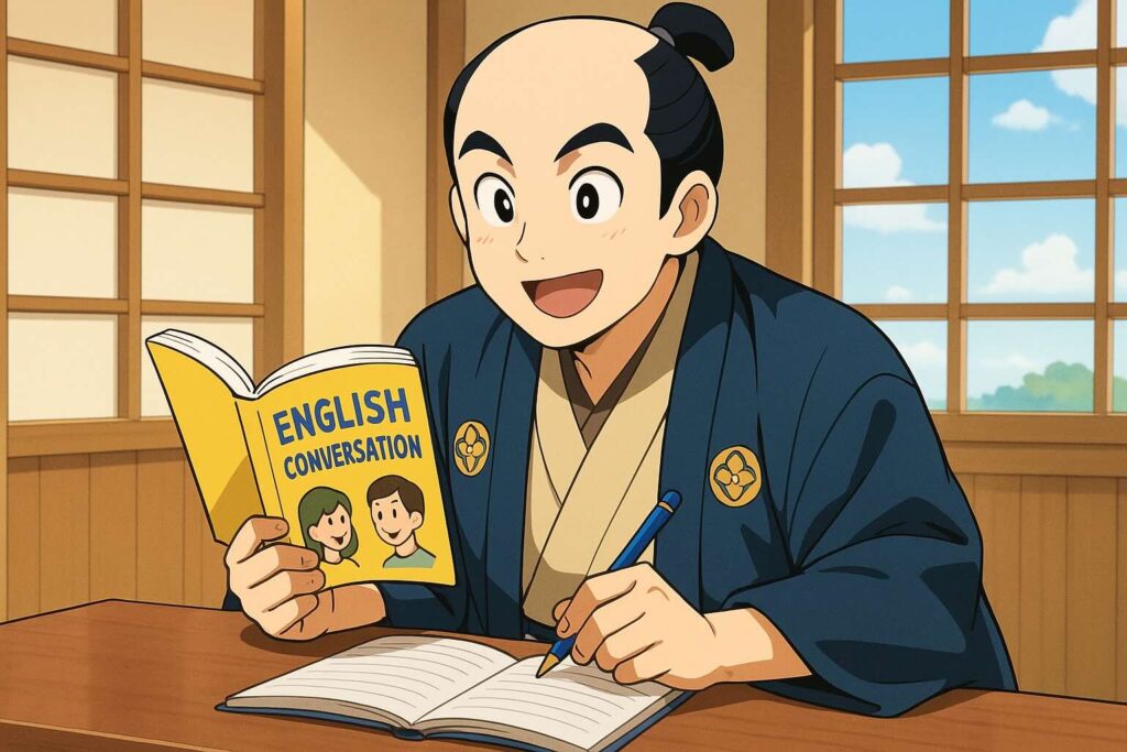 英会話の勉強をする幕末のお殿様