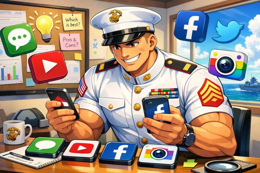 grammarlyと他の英語アプリを比較している海兵