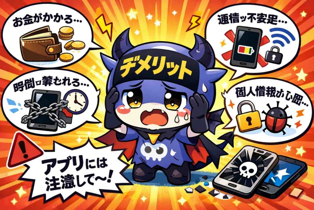 Lingvistのデメリットを語るマスコット