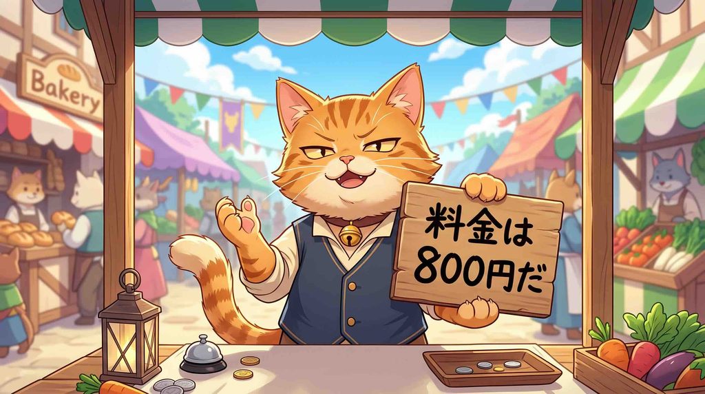 リスパスの値段を話す猫