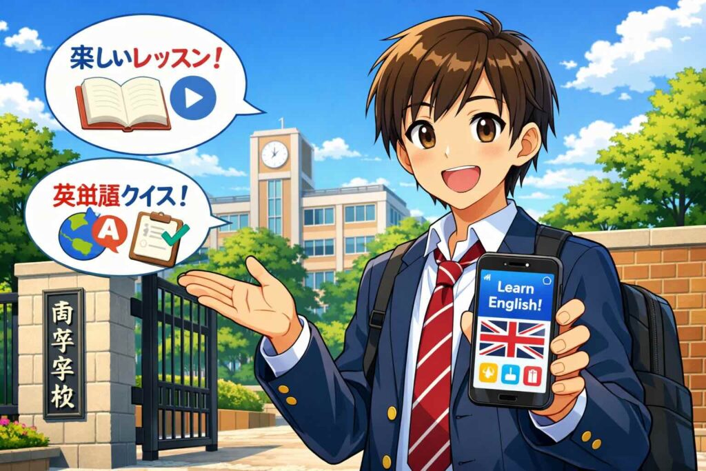 リスパスについて解説する高校生