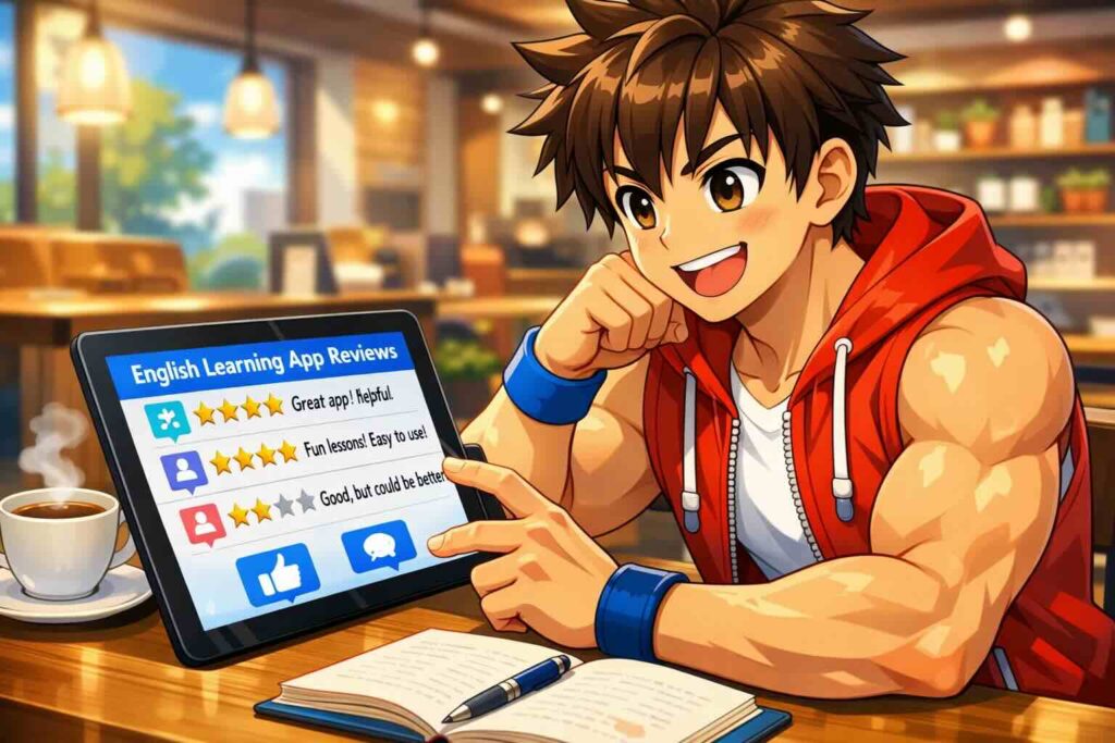 dropsの口コミや評判を調べている少年