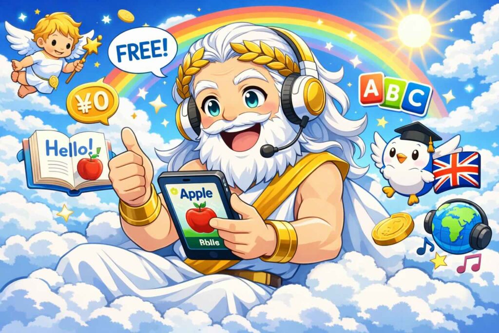 スピークエルの無料でできることを楽しむ神様のマスコット