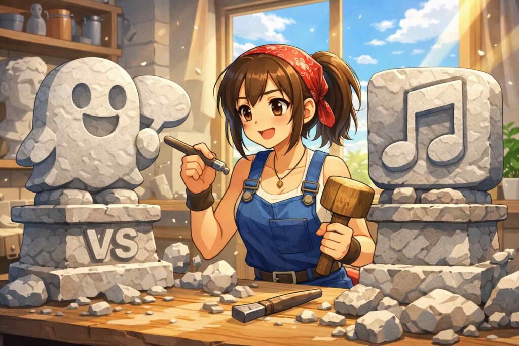 他のアプリとFluenDayを比較している女性