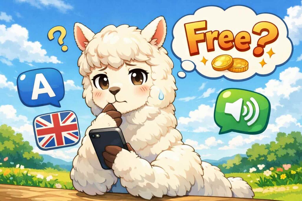 ディクトレは無料でできるのか悩むアルパカ