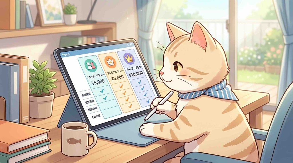 スピークエルの料金を調べる猫