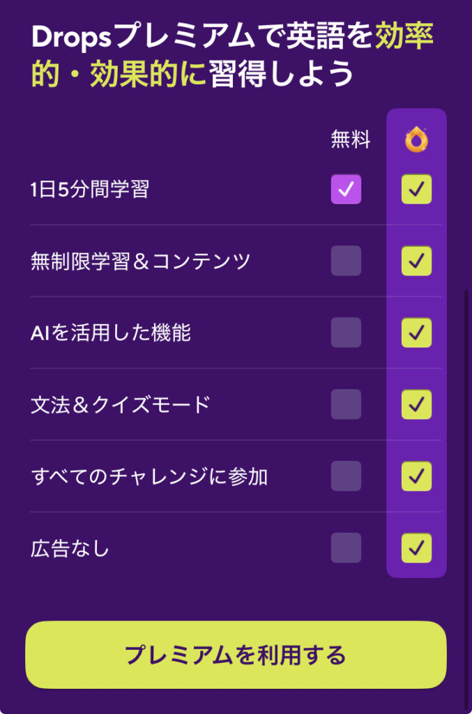 dropsにおける有料と無料プランの違い