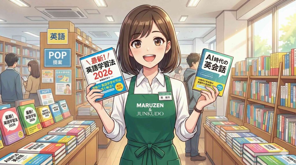 英語のハノン初級を紹介する店員