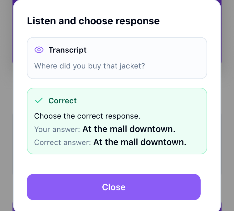 LinguaTOEFLのListen and Choose Responseの解答