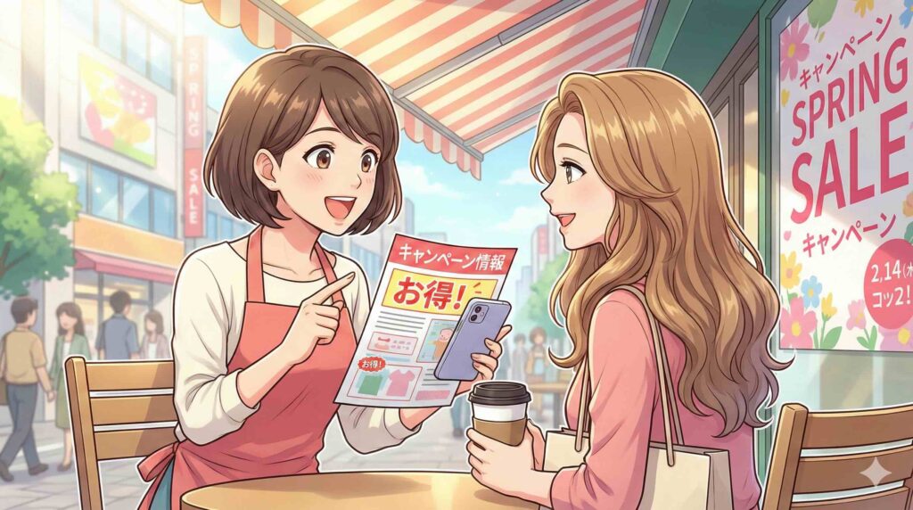 Santa TOEFLをお得に始める方法を話す主婦たち