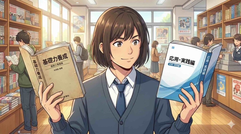 瞬間英作文と英語のハノンを比較する高校生