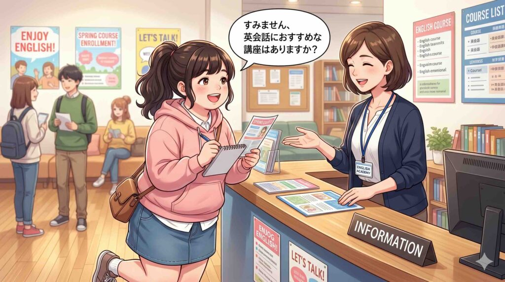 英会話におすすめなUdemy講座を尋ねる女性