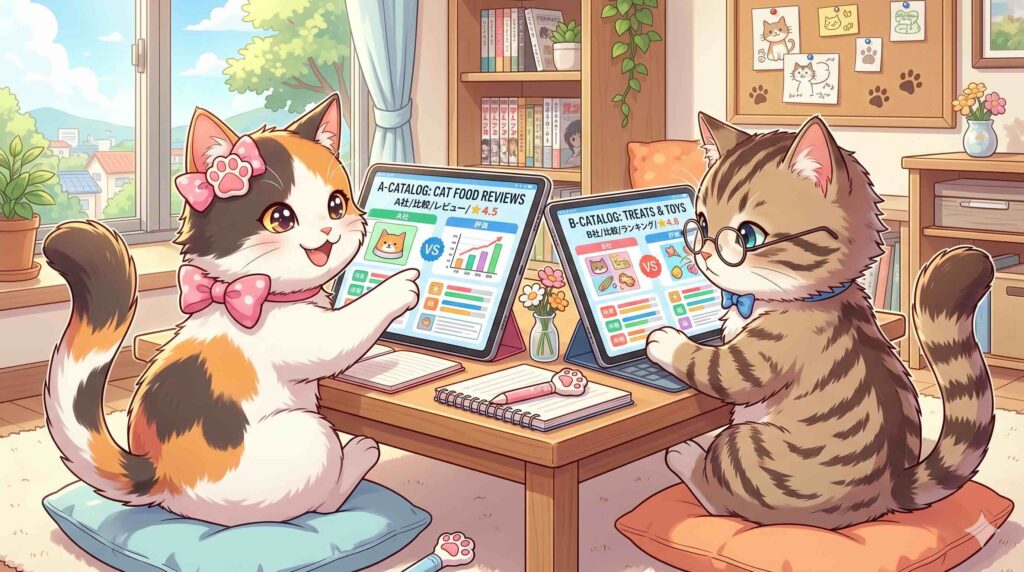 ELSA Speakとスピークのコンテンツを比較するねこ