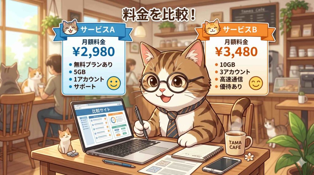 ELSA Speakとスピークの料金を比較するねこ