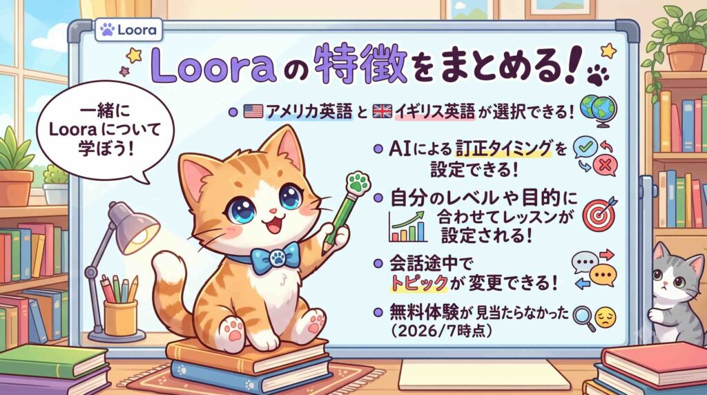 Loora. aiを試して得られた情報をまとめる子猫