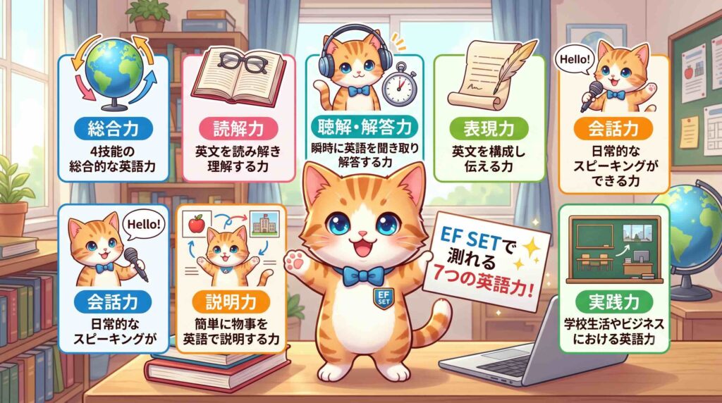 EF SETで測れる英語力を解説する子猫