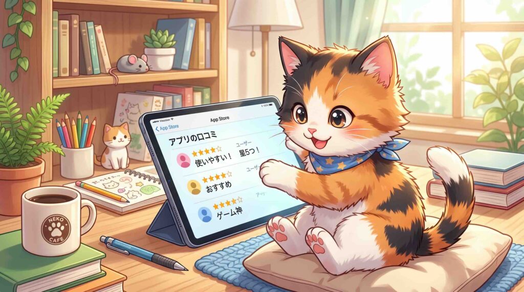 Loora. aiの口コミや評判を調べている子猫