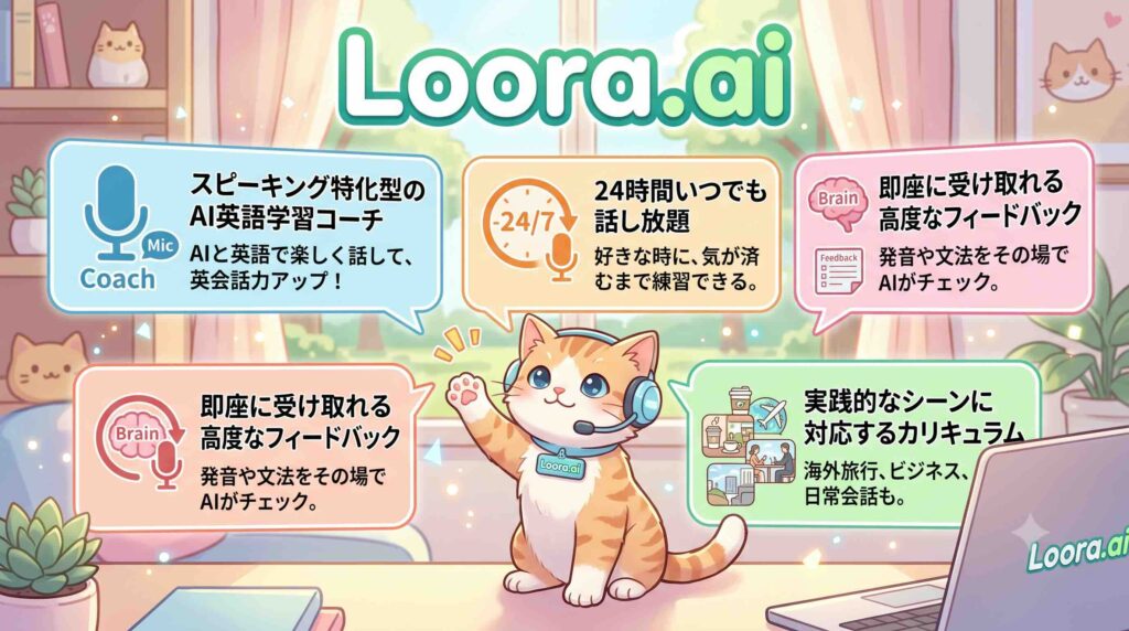 Loora. aiとはについて話す子猫