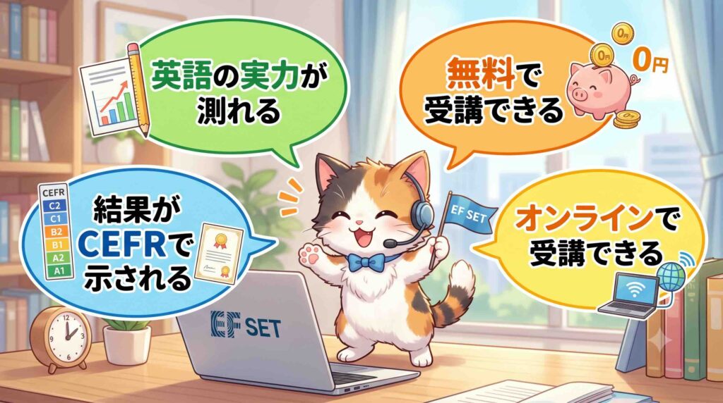 EF SETのメリットを話す子猫