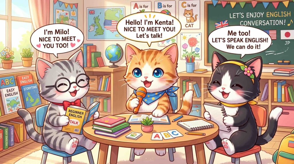 英会話を上達させている子猫たち