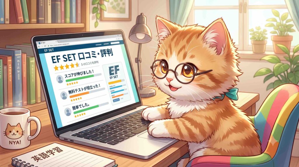EF SETの口コミや評判を調べている子猫