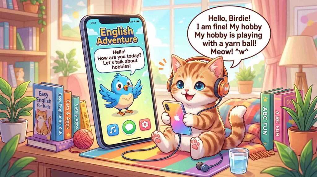 Loora. aiをレビューしている子猫