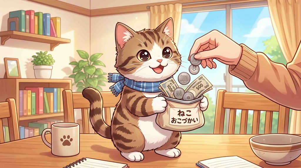ポケトークの料金を払う猫
